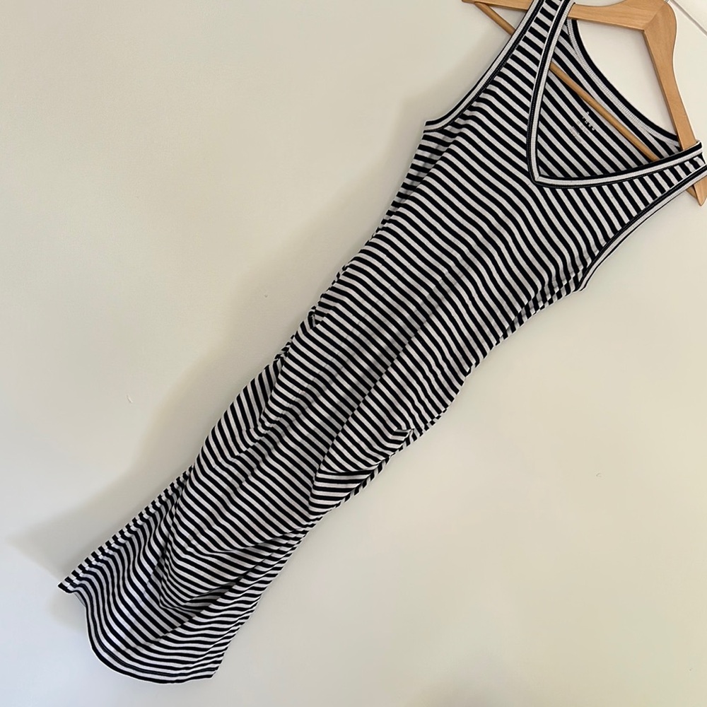 Striped Navy and White Sleeveless Dress